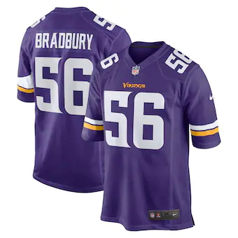 mens nike garrett bradbury purple minnesota vikings game je